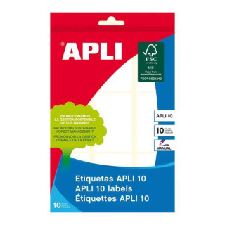Apli Pack de 90 Etiquetas Rectangulares 34x53mm - 10 Hojas por 9 Etiquetas - Adhesivo Permanente - Ideal para Escribir sobre El