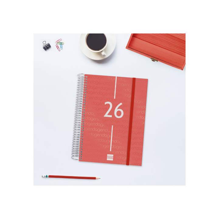 Agenda 2026 basic year e10 155x212mm dia pagina rojo finocam 741103026