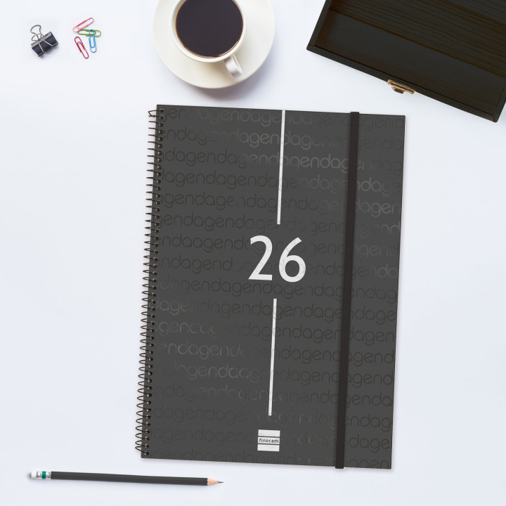 Agenda 2026 basic year e40 210x297mm semana vista horizontal negro finocam 741466026