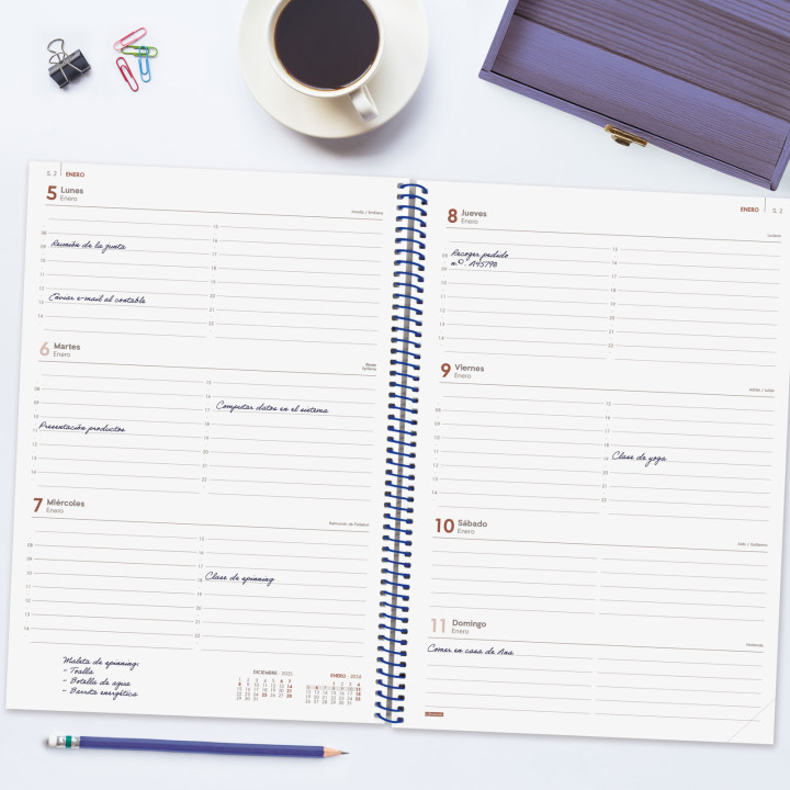 Agenda 2026 basic year e40 210x297mm semana vista horizontal azul finocam 741461026