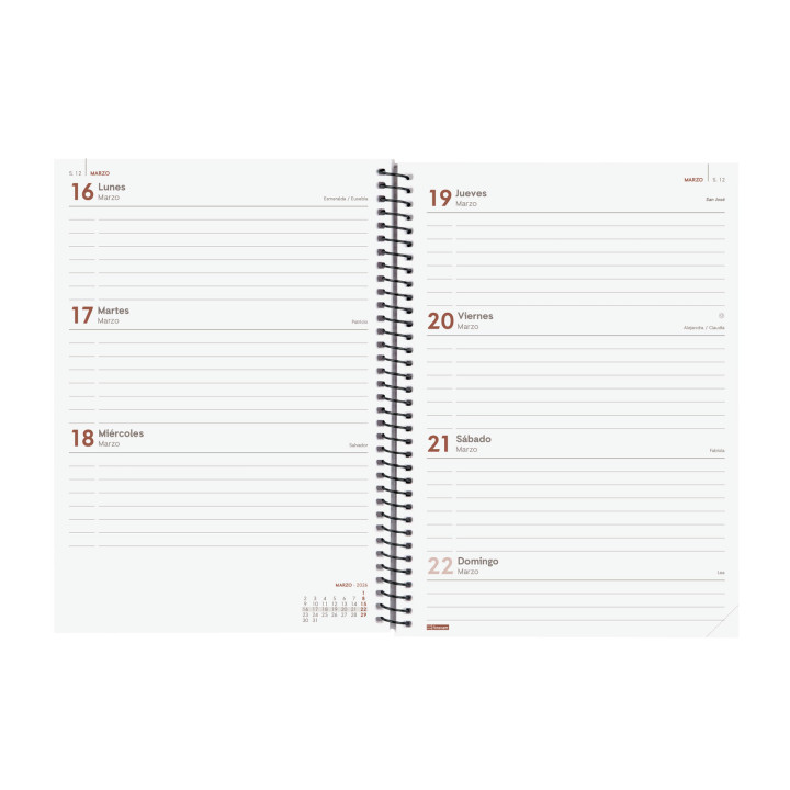 Agenda 2026 basic year e10 155x212mm semana vista horizontal negro finocam 741456026