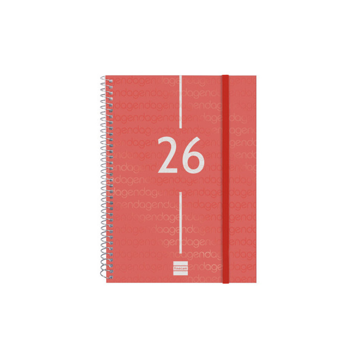 Agenda 2026 basic year e10 155x212mm semana vista horizontal rojo finocam 741453026