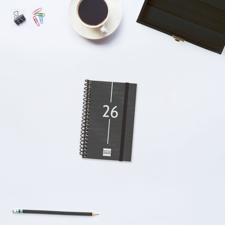 Agenda 2026 basic year e3 79x127mm semana vista horizontal negro finocam 741426026