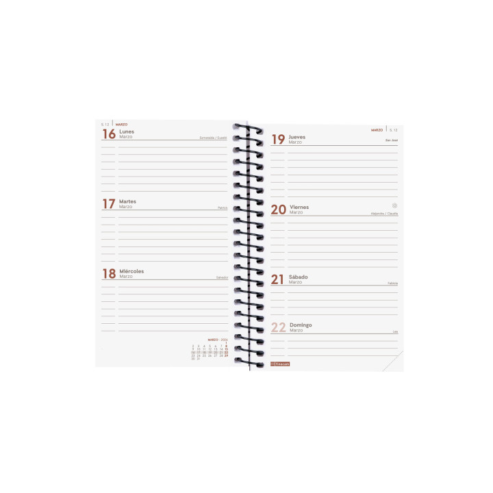Agenda 2026 basic year e3 79x127mm semana vista horizontal negro finocam 741426026