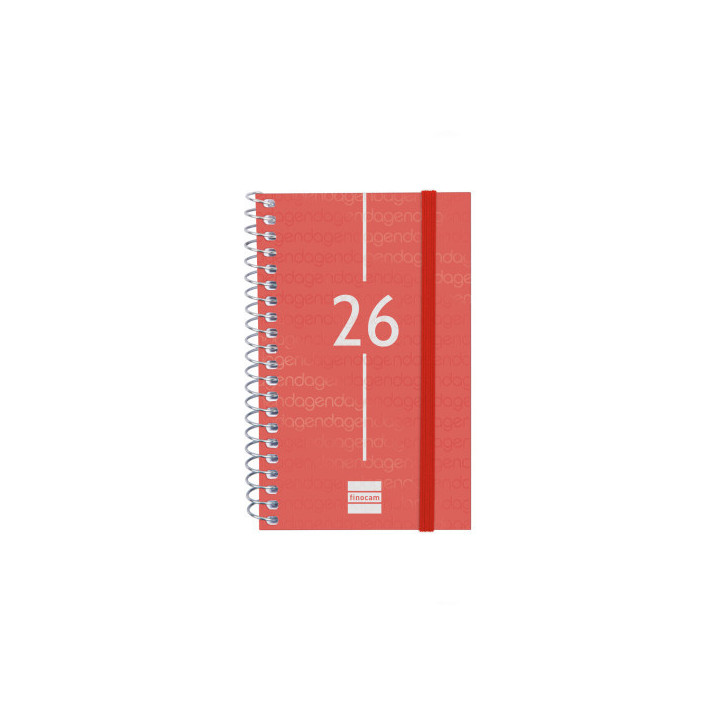 Agenda 2026 basic year e3 79x127mm semana vista horizontal rojo finocam 741423026