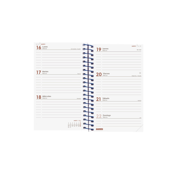 Agenda 2026 basic year e3 79x127mm semana vista horizontal azul finocam 741421026