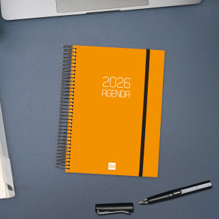 Agenda 2026 basic opaque e10 155x212mm dia pagina naranja finocam 742912926