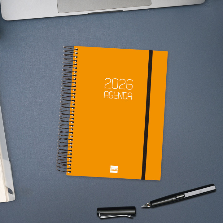 Agenda 2026 basic opaque e10 155x212mm dia pagina naranja finocam 742912926