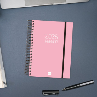 Agenda 2026 basic opaque e10 155x212mm dia pagina rosa finocam 742914526
