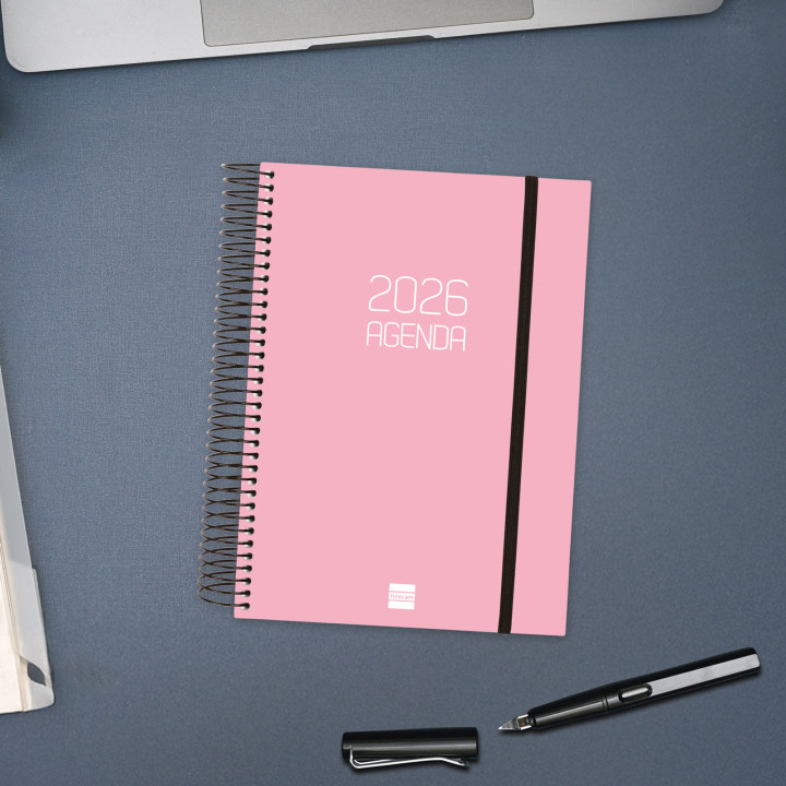 Agenda 2026 basic opaque e10 155x212mm dia pagina rosa finocam 742914526