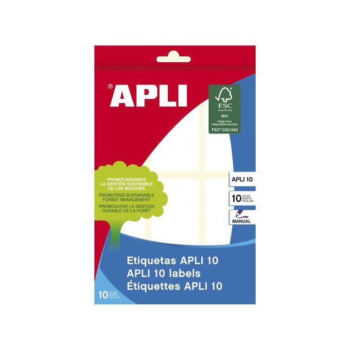 Apli Pack de 60 Etiquetas 34 x 67mm - Ideal para Escribir sobre Ellas - Adhesivo Permanente - Color Blanco
