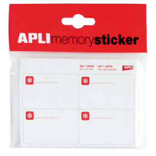 Apli Memory Sticker Pack de 140 Etiquetas Especial para Congelar 50x30mm - 35 Hojas x 4 Etiquetas - Cantos Romos - Adhesivo Rem