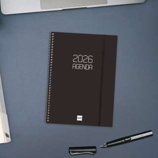Agenda 2026 basic opaque e10 155x212mm semana vista horizontal negro finocam 742766026
