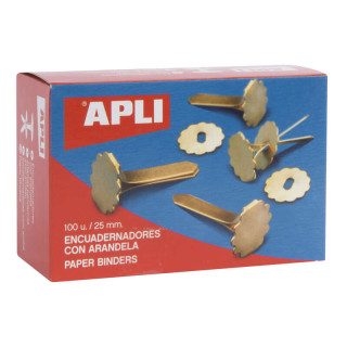 Apli Encuadernadores Metalicos con Arandela - 25mm - Caja de 100 - Incluye Arandela para Embellecer y Evitar Rozaduras - Aptos