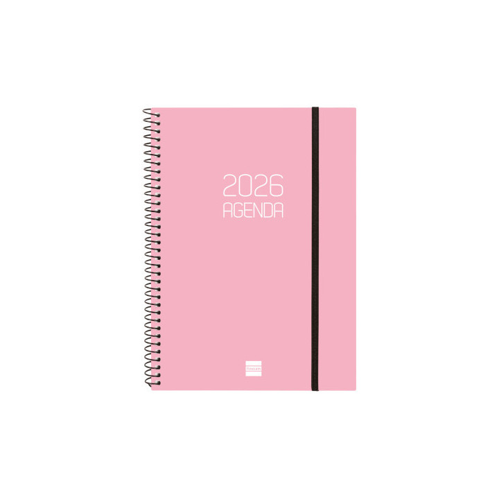 Agenda 2026 basic opaque e10 155x212mm semana vista horizontal rosa finocam 742764526