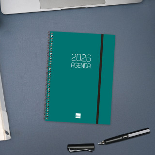 Agenda 2026 basic opaque e10 155x212mm semana vista horizontal verde finocam 742762026
