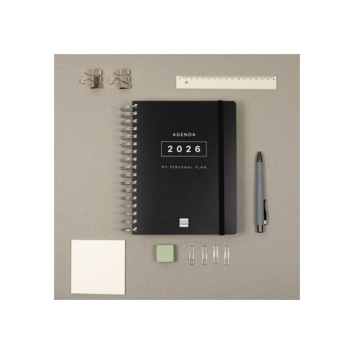 Agenda 2026 tempus 1/4 155x217mm dia pagina negro finocam 626306026