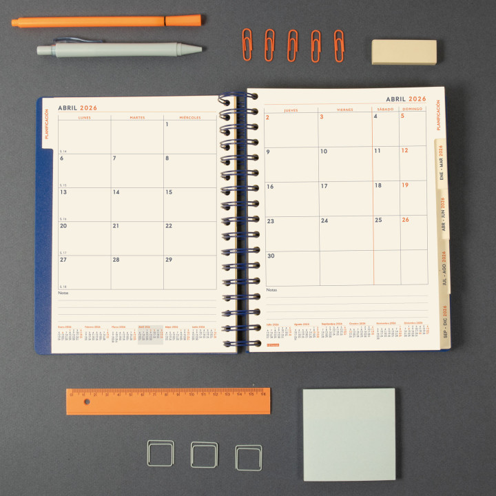 Agenda 2026 tempus 1/4 155x217mm dia pagina azul finocam 626301026