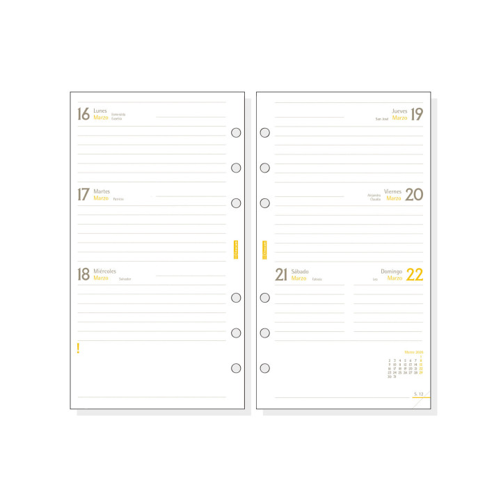 Recambio anual 2026 c999 classic609 94x171mm semana vista horizontal finocam 201260026
