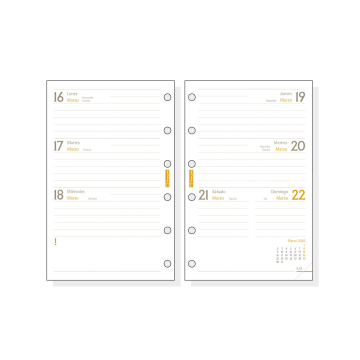 Recambio anual 2026 c299 classic602 73x114mm semana vista horizontal finocam 201240026