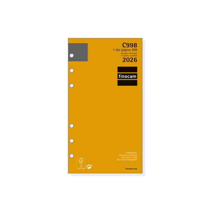 Recambio anual 2026 c998 classic609 94x171mm dia pagina finocam 201330026