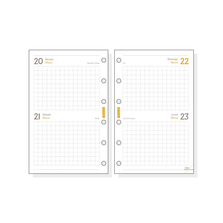 Recambio anual 2026 c297 classic602 73x114mm 2 dias pagina finocam 201280026