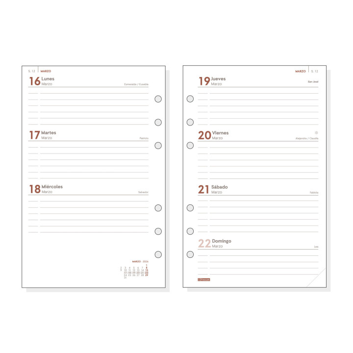 Recambio anual 2026 r593 open500 117x181mm semana vista horizontal finocam 711580026