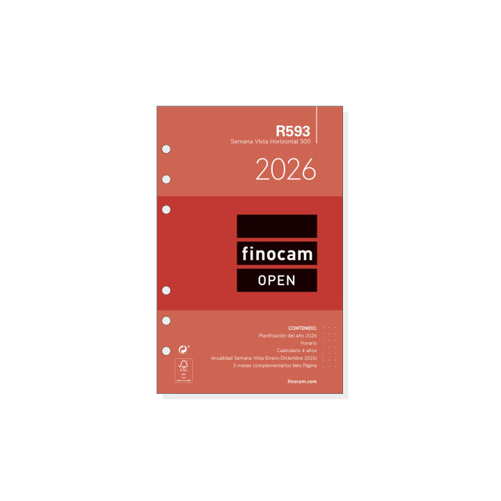 Recambio anual 2026 r593 open500 117x181mm semana vista horizontal finocam 711580026