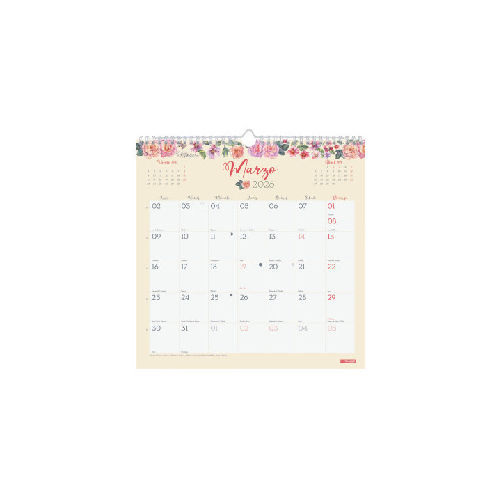 Calendario 2026 pared trendy design escribir 300x300mm finocam 787530126