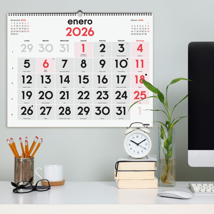 Calendario 2026 neutro pared mixto xl 540x420mm finocam 780020026
