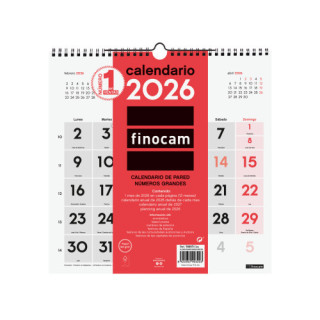 Calendario 2026 neutro pared numeros grandes 300x300mm finocam 780570026