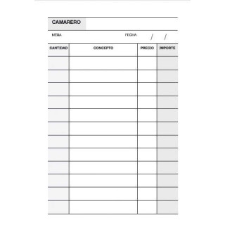 Apli A-140 Talonario Camarero Bolsillo Vertical Duplicado - Tamaño 90x140mm - Papel Autocopiativo - 50 Hojas - Color Original