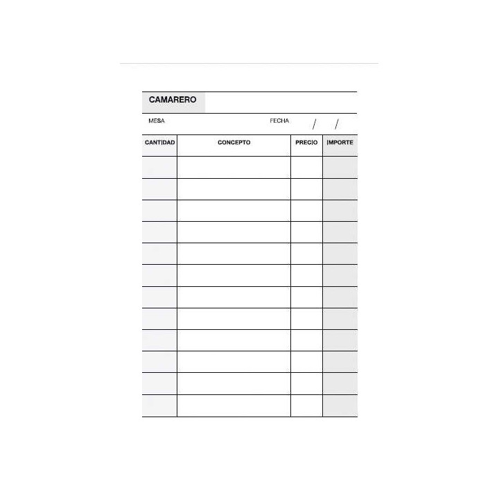 Apli A-140 Talonario Camarero Bolsillo Vertical Duplicado - Tamaño 90x140mm - Papel Autocopiativo - 50 Hojas - Color Original