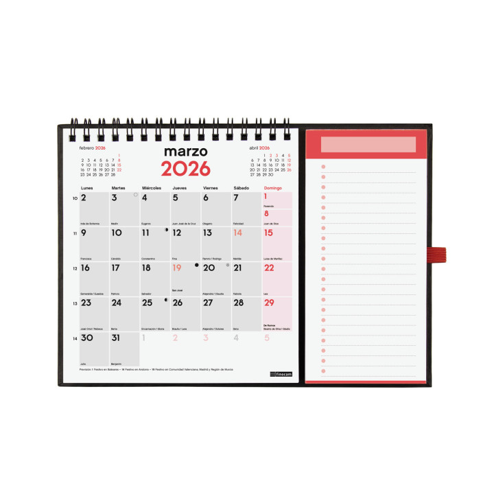 Calendario 2026 neutro escribir iman xs 140x150mm finocam 781350026