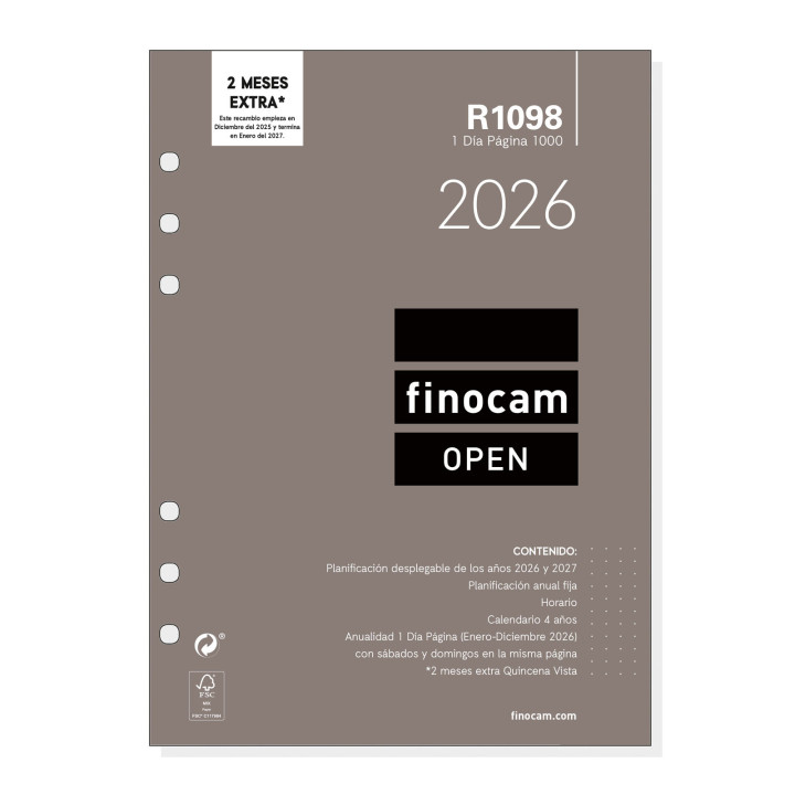 Calendario 2026 neutro pared escribir grafik a3 297x420mm finocam 787240126