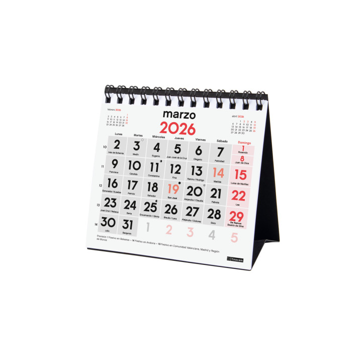 Calendario 2026 sobremesa neutro numeros grandes xxs 110x100mm finocam 781330026