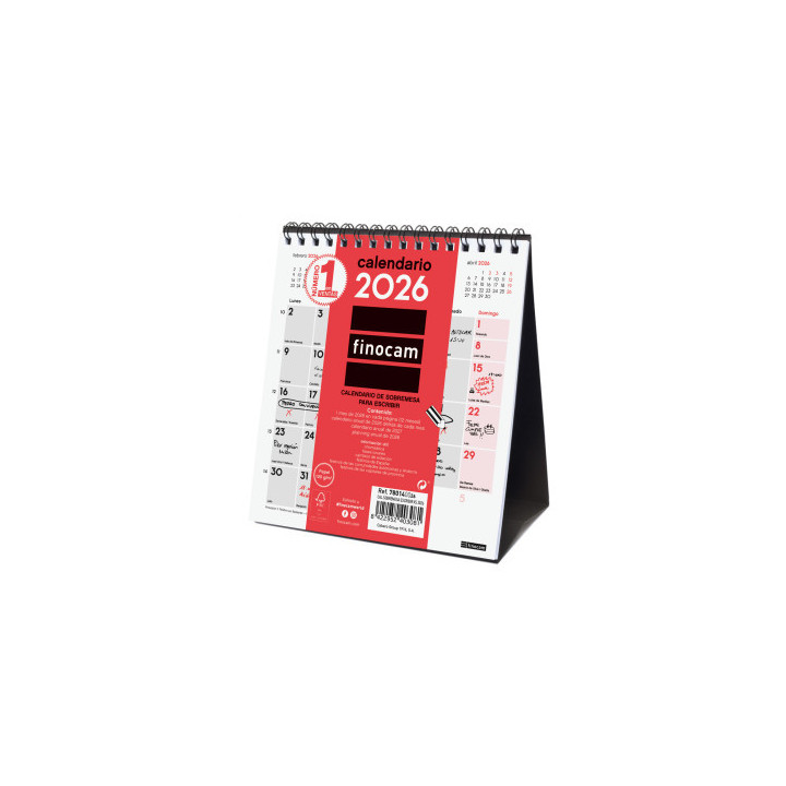 Calendario 2026 sobremesa neutro escribir xs 140x150mm finocam 780140026