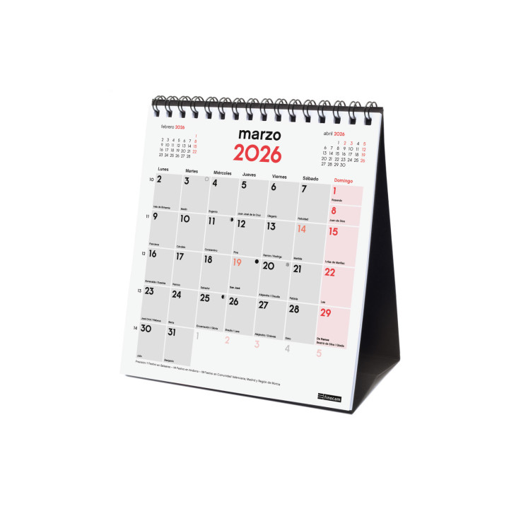 Calendario 2026 sobremesa neutro escribir xs 140x150mm finocam 780140026