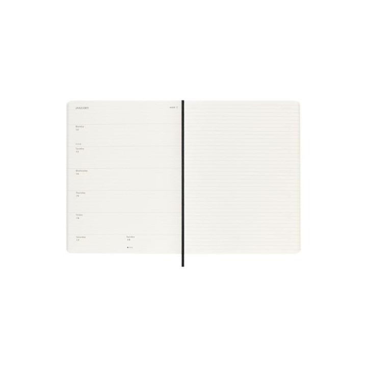 Agenda 2026 tapa blanda 12 meses semanal xl (19 x 25 cm) negra moleskine dsb12wn4y26