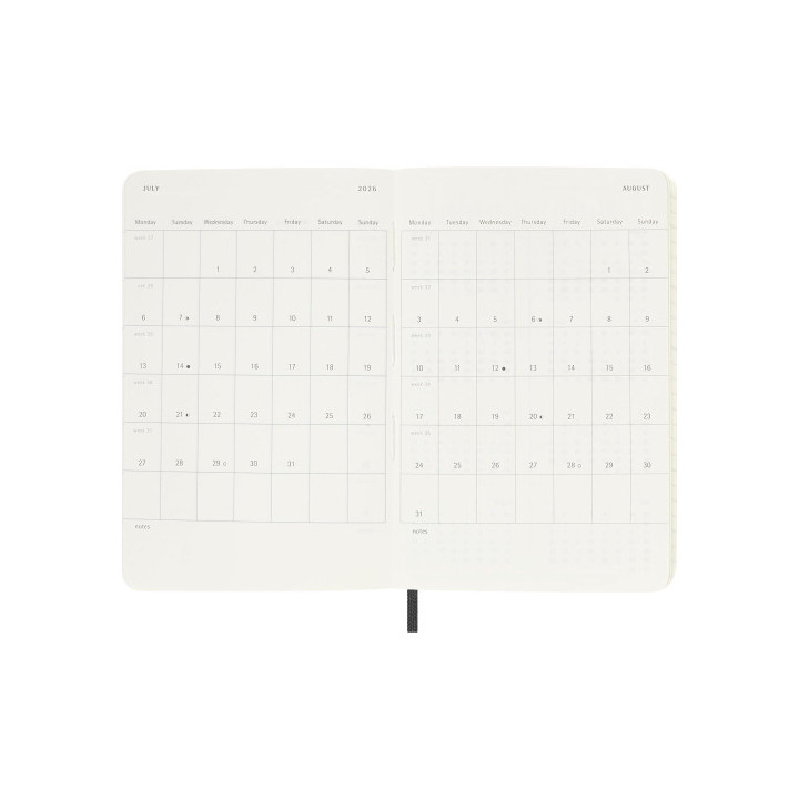 Agenda 2026 tapa blanda 12 meses semanal p (9 x 14 cm) negra moleskine dsb12wn2y26