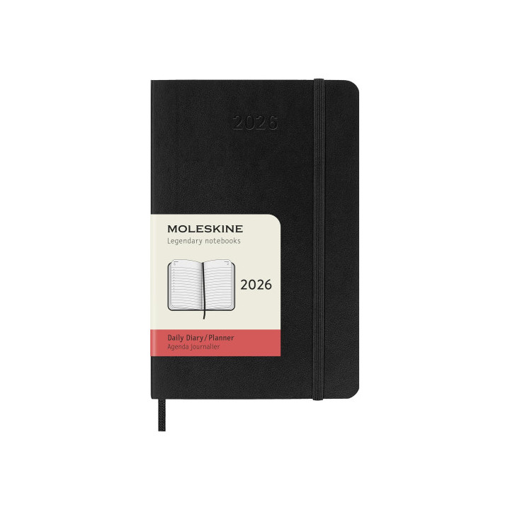 Agenda 2026 tapa blanda 12 meses diaria p (9 x 14 cm) negra moleskine dsb12dc2y26