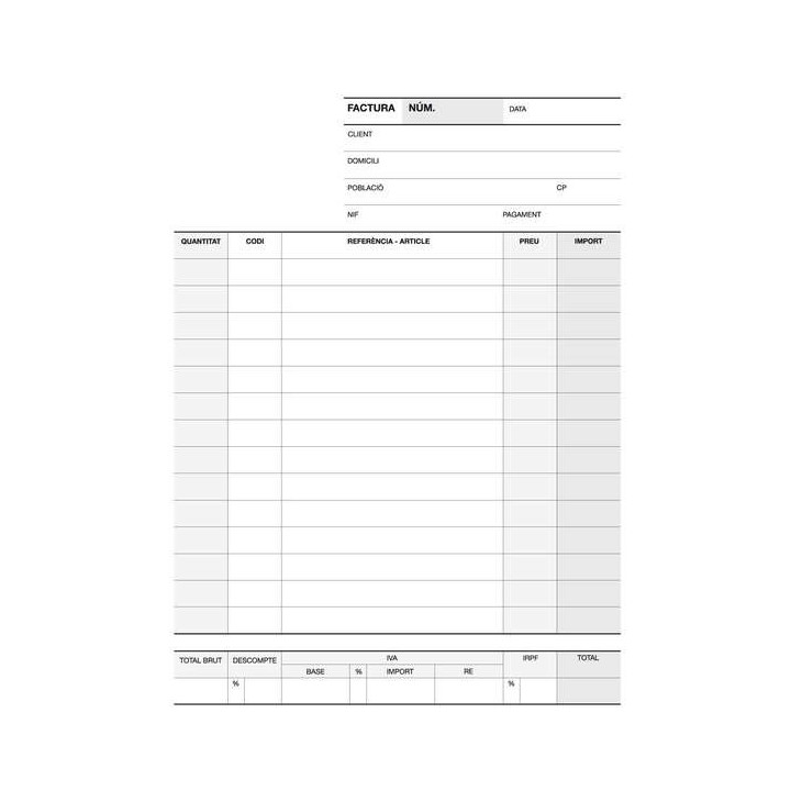 Apli Talonario Factura 1/4 Duplicado Natural Catalan - Numeracion Secuencial - Papel Autocopiativo - 63 Copias - Colores Origin