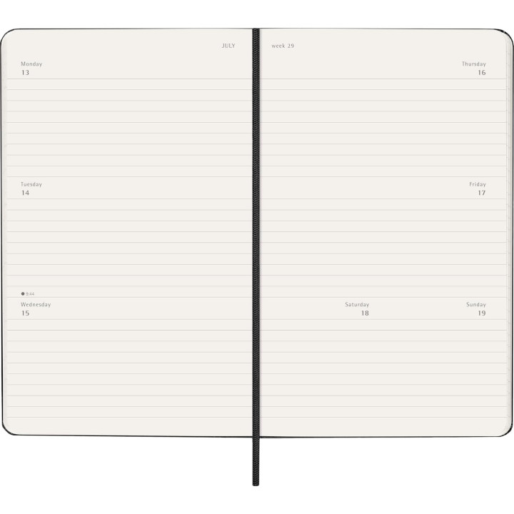 Agenda 2026 tapa dura 12 meses semanal horizontal l (13 x 21 cm) negra moleskine dhb12wh3y26