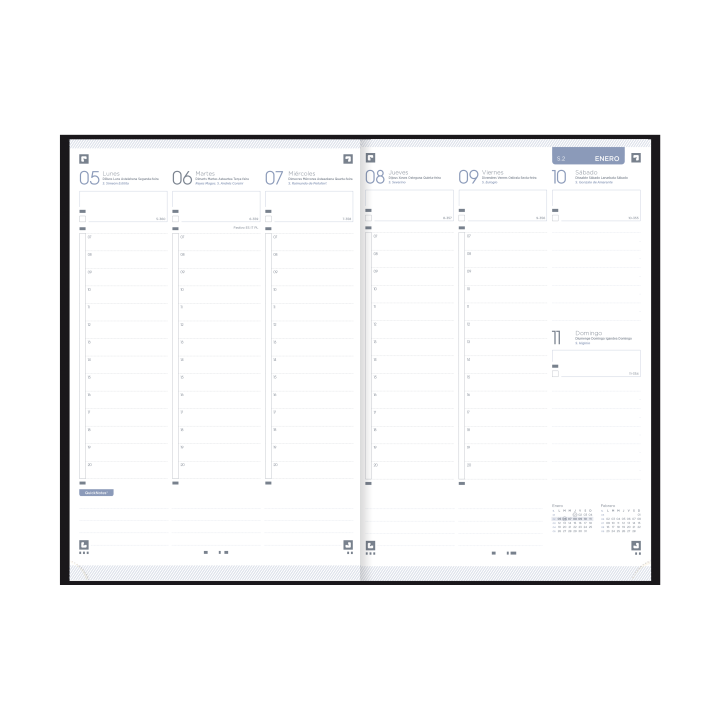 Agenda 2026 minimal a5 15x21cm semana vista color negro oxford 400201725