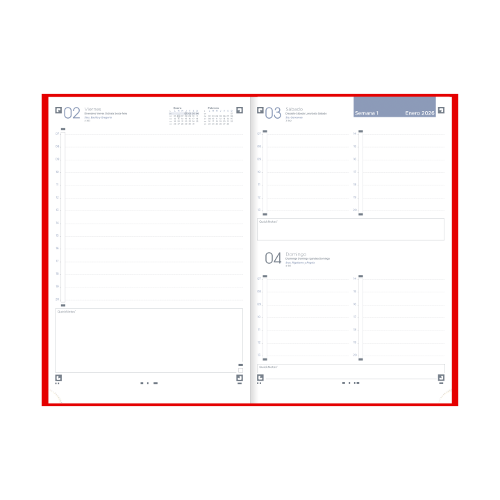 Agenda 2026 minimal a5 15x21cm dia pagina color rojo oxford 400201724