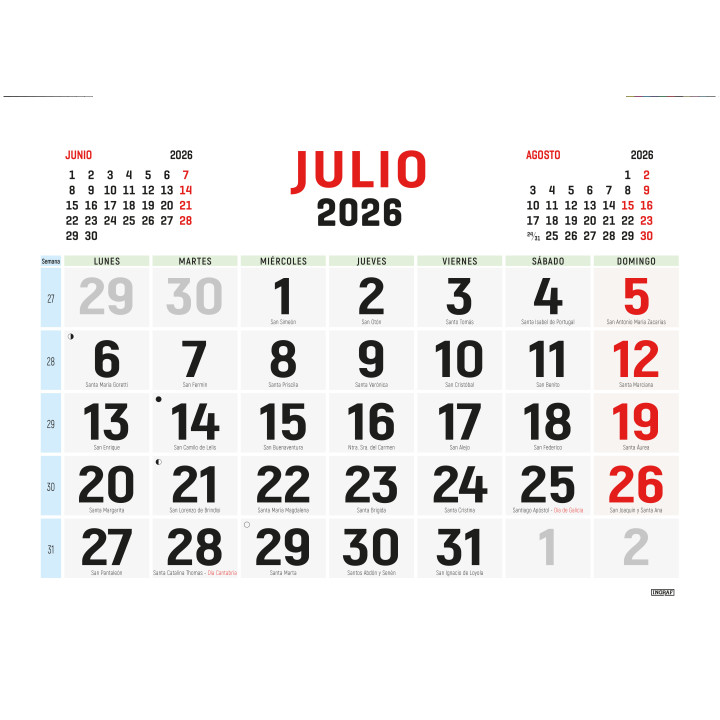 Calendario 2026 pared horizontal doble cara castellano ingraf 333427