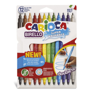 Caja 12 rotuladores colores doble punta birello carioca 42753carioca