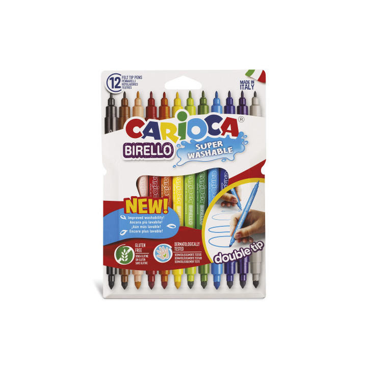Caja 12 rotuladores colores doble punta birello carioca 42753carioca