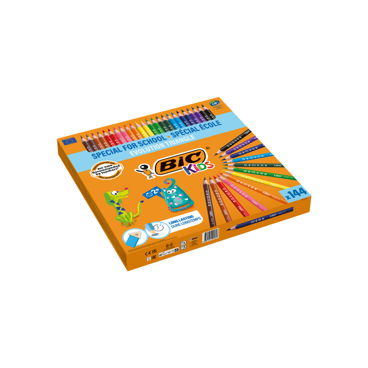 Caja 144 lapices de colores surtidos classpacks evolution triangle bic 8878311