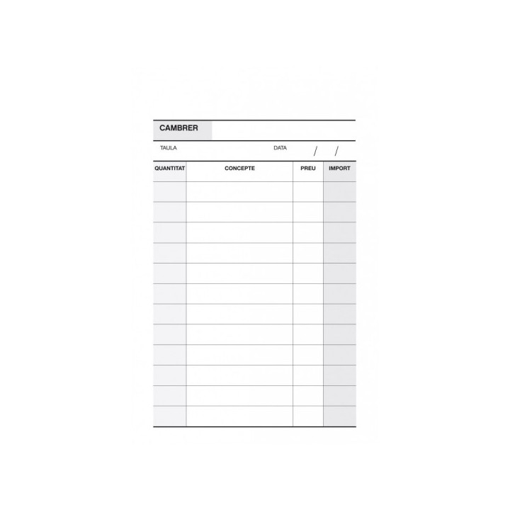 Apli Talonario de Camarero Vertical con Duplicado - Texto en Catalan - Excelente Calidad de Calca - Microperforado - Carton Sep